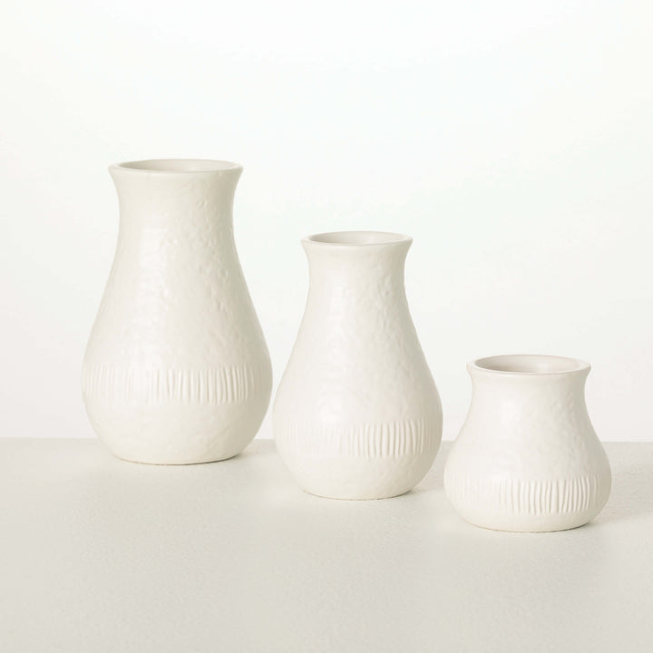 Chiffon Stone Ceramic Vase, Ivory