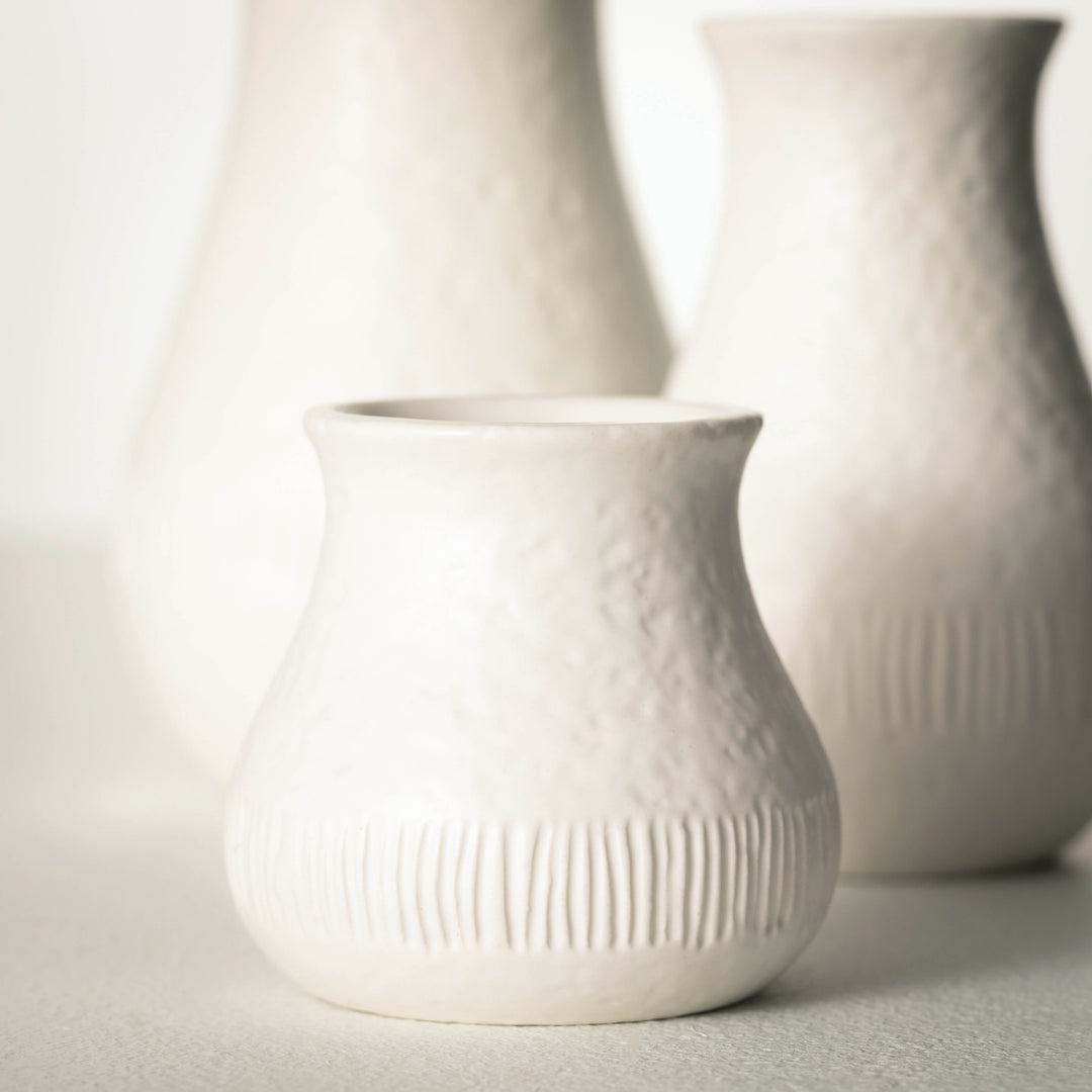 Chiffon Stone Ceramic Vase, Ivory