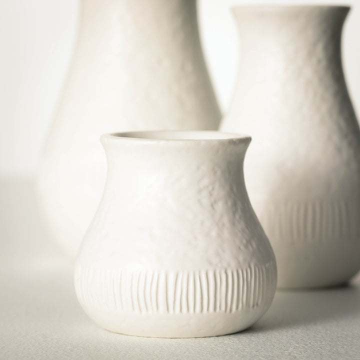 Chiffon Stone Ceramic Vase, Ivory