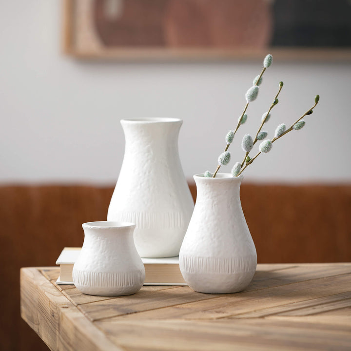 Chiffon Stone Ceramic Vase, Ivory