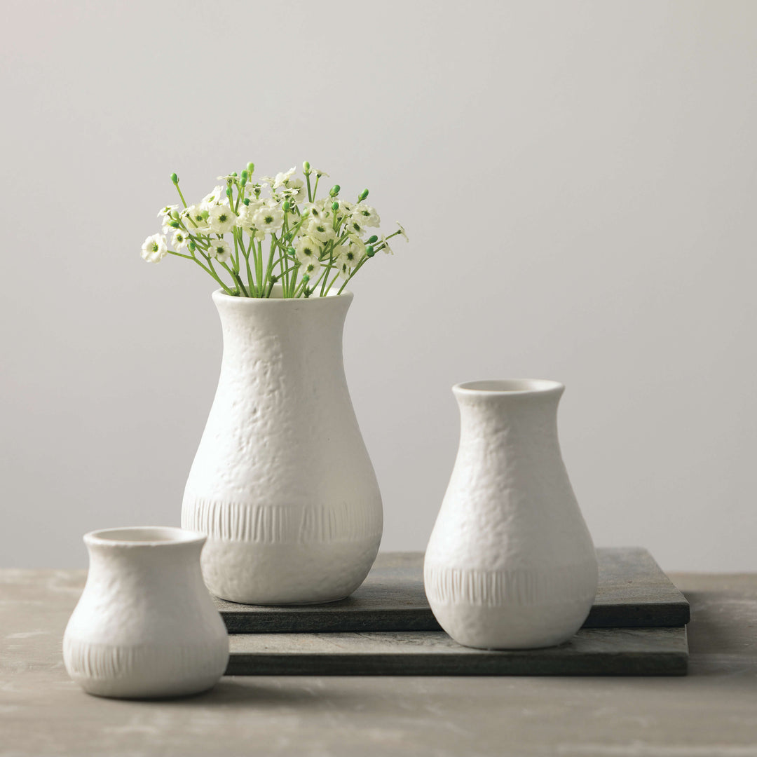 Chiffon Stone Ceramic Vase, Ivory