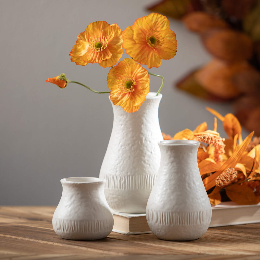 Chiffon Stone Ceramic Vase, Ivory