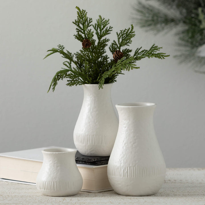 Chiffon Stone Ceramic Vase, Ivory