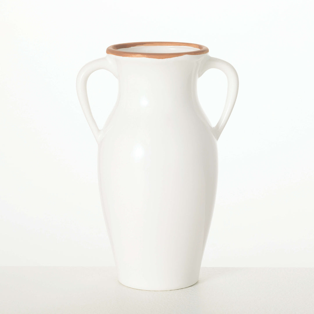 Ceramic Double Handled Vase, Ivory