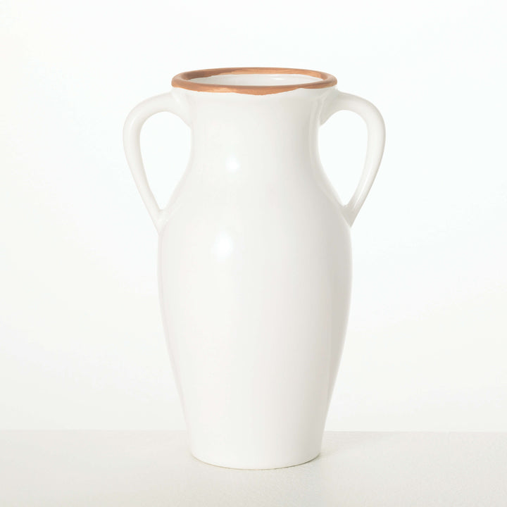 Ceramic Double Handled Vase, Ivory