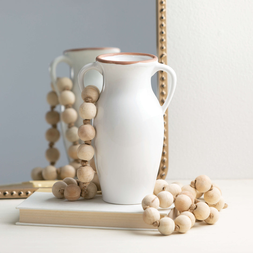 Ceramic Double Handled Vase, Ivory