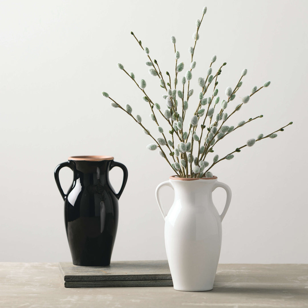 Ceramic Double Handled Vase, Ivory