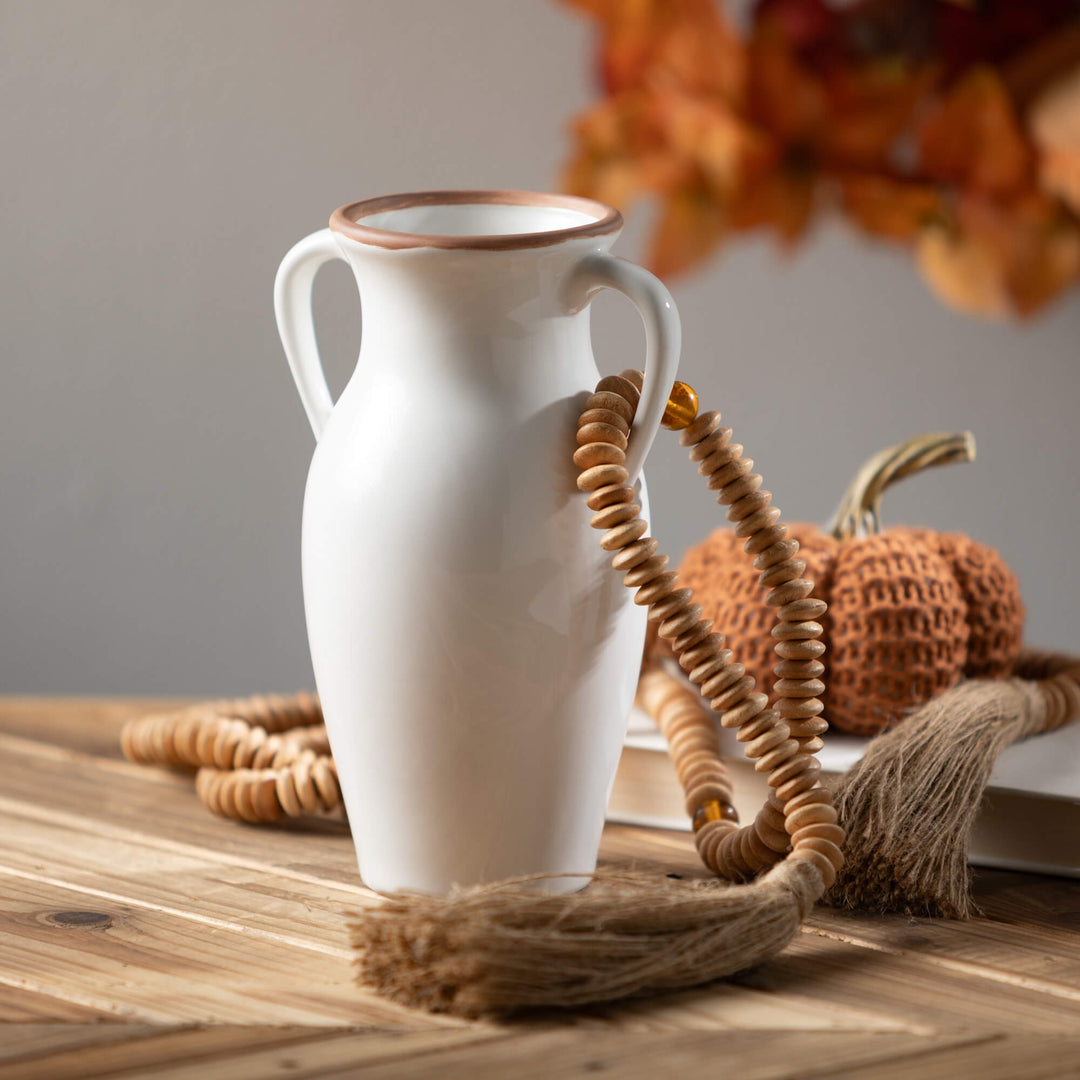 Ceramic Double Handled Vase, Ivory