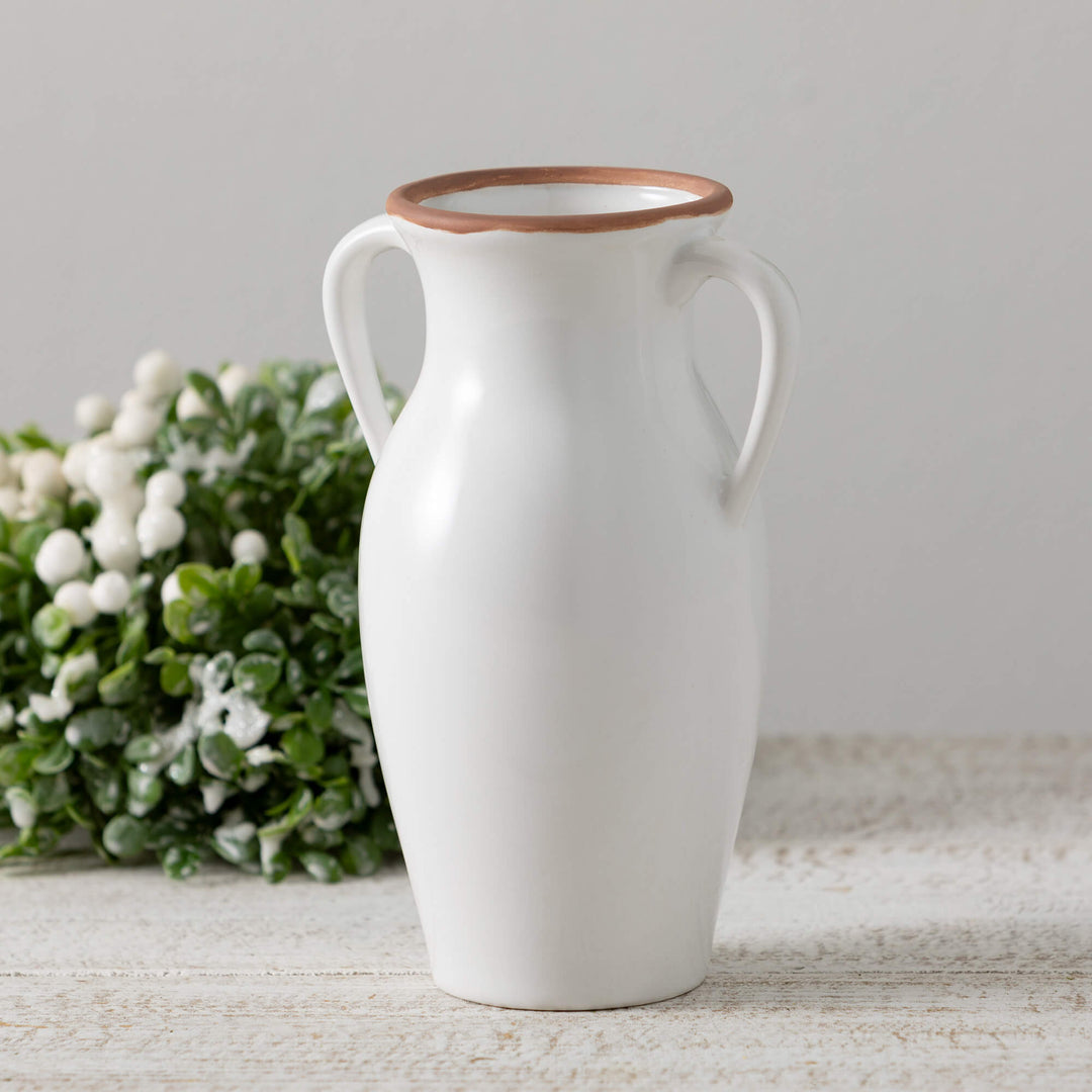Ceramic Double Handled Vase, Ivory