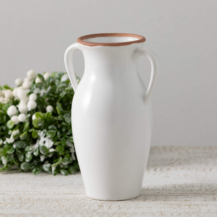Ceramic Double Handled Vase, Ivory