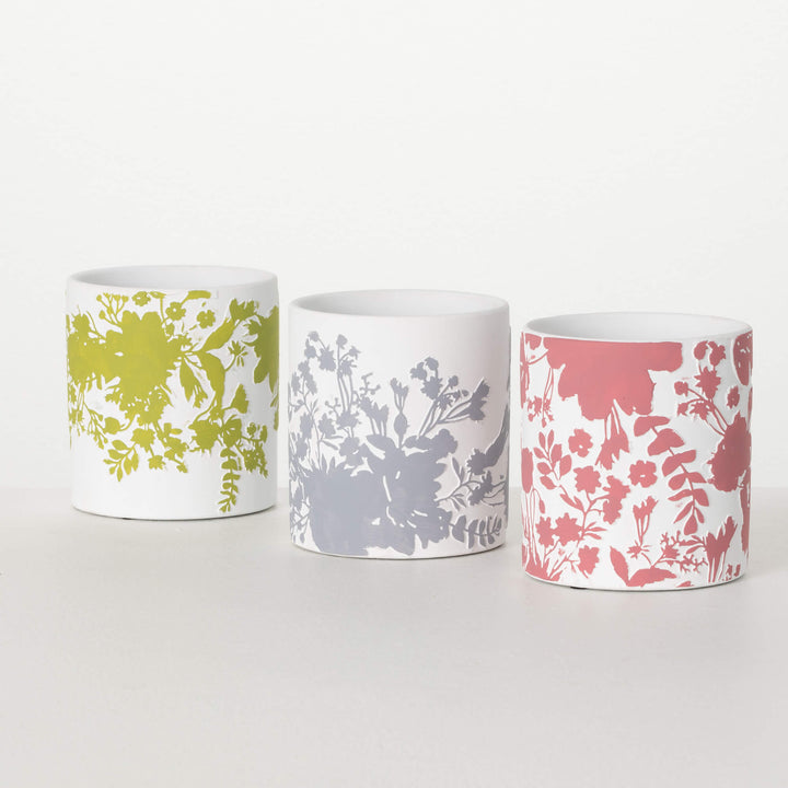 Textured Flower Print Planters