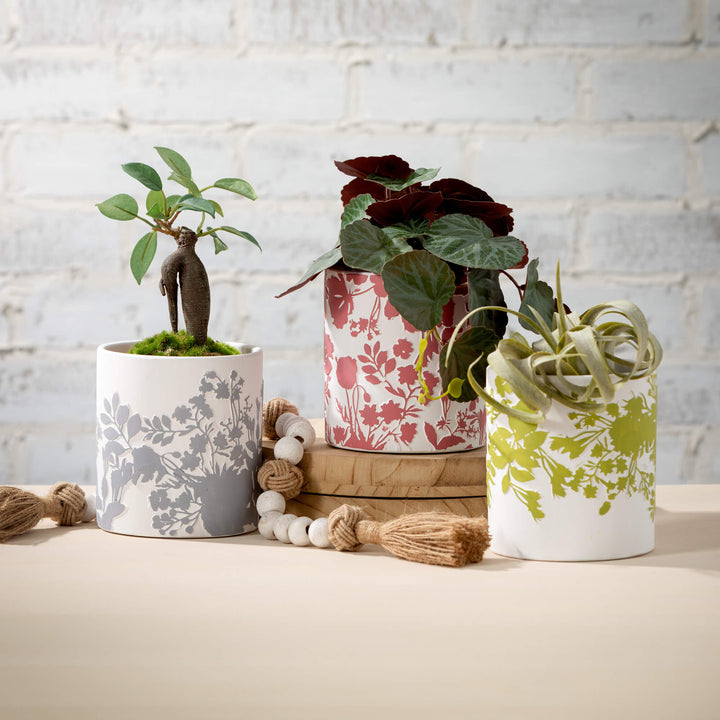 Textured Flower Print Planters