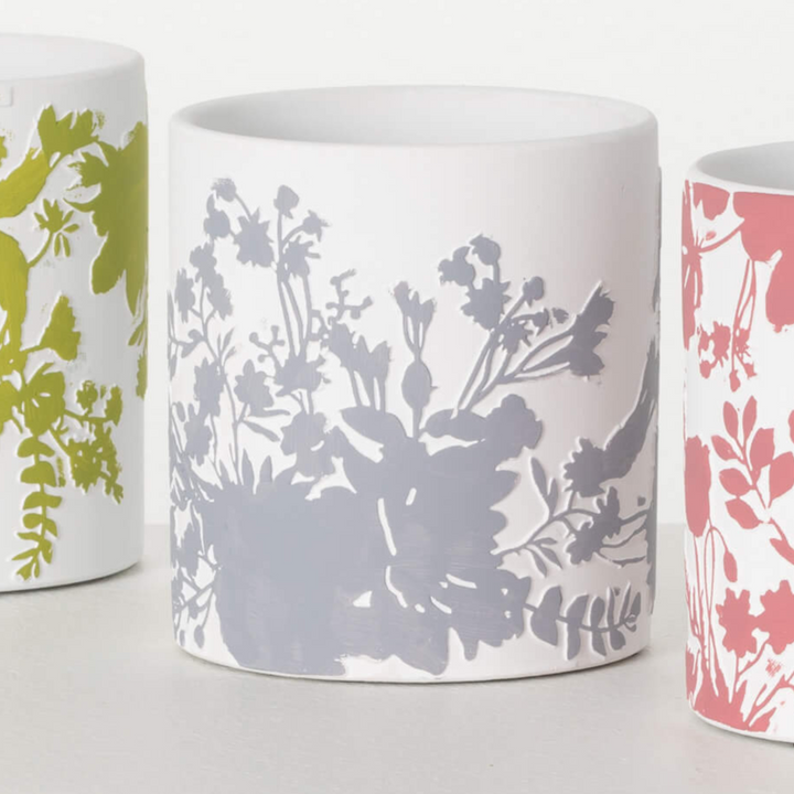 Textured Flower Print Planters