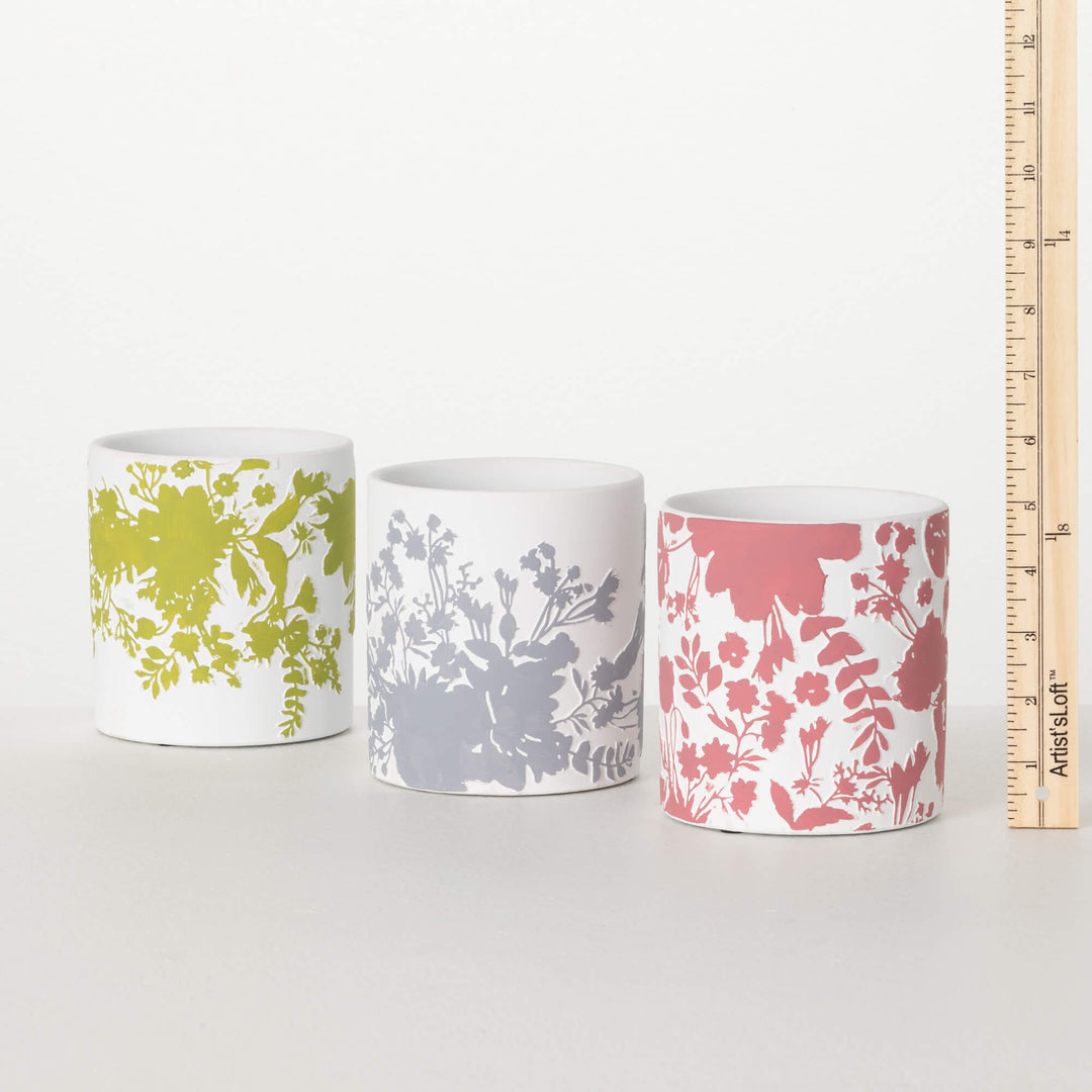 Textured Flower Print Planters