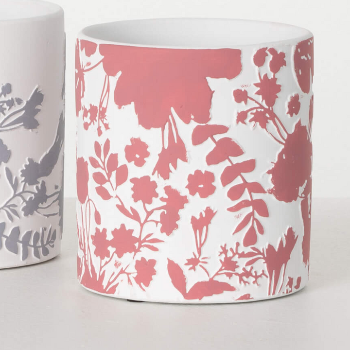 Textured Flower Print Planters