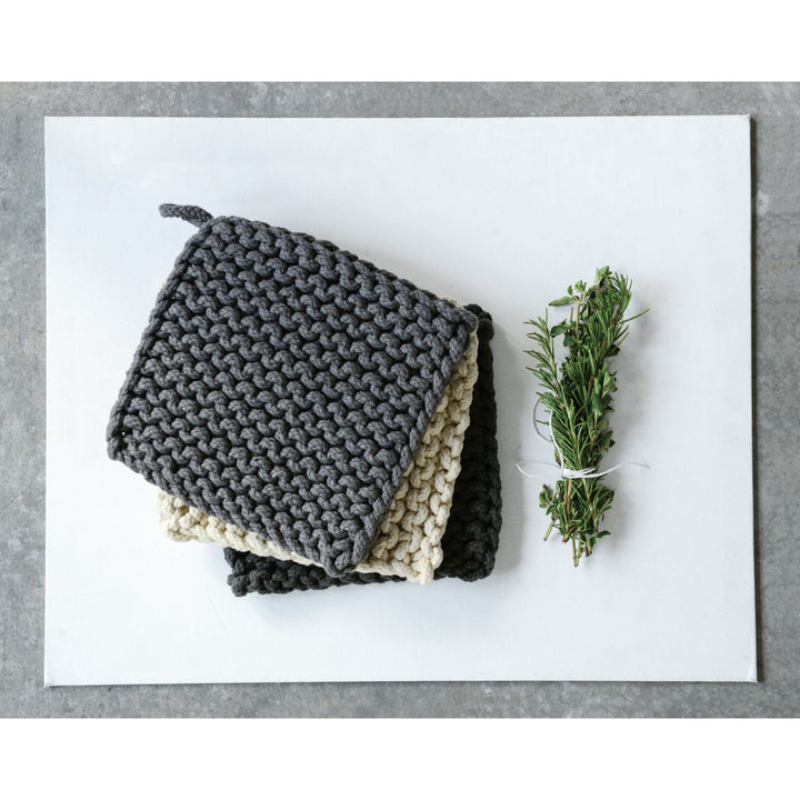 Cotton Crocheted Pot Holder, 8"