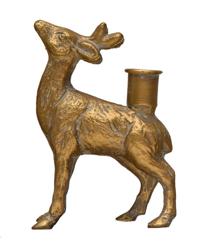 Golden Cast Iron Taper Candle Holder, 5.75"