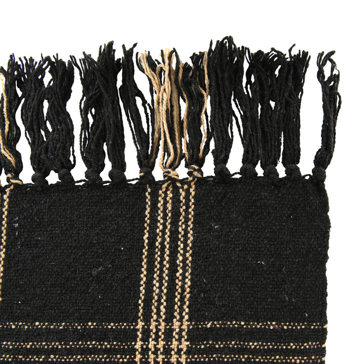 Black + Tan Throw Blanket with Fringe, 60" x 50"