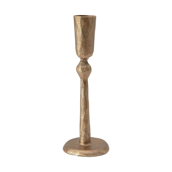 Hand-Forged Antique Brass Taper Candle Holder, 7”