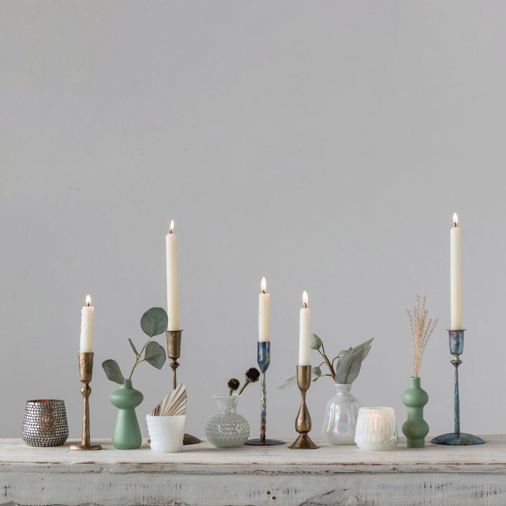Hand-Forged Antique Brass Taper Candle Holder, 7”