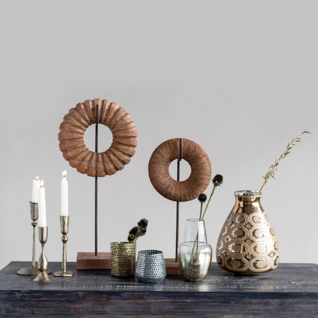 Hand-Forged Antique Brass Taper Candle Holder, 7”