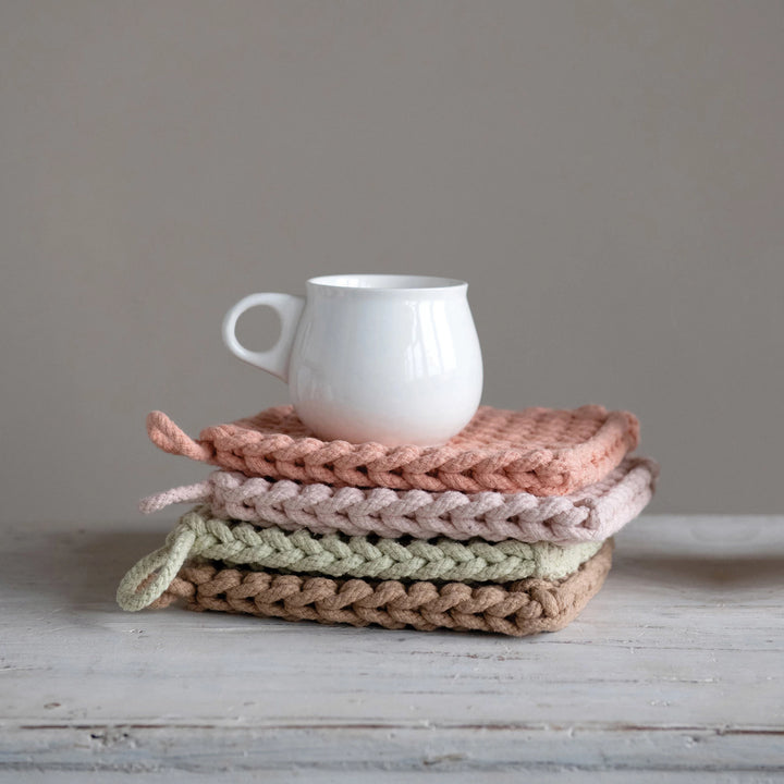 Cotton Crocheted Pot Holder, 8"