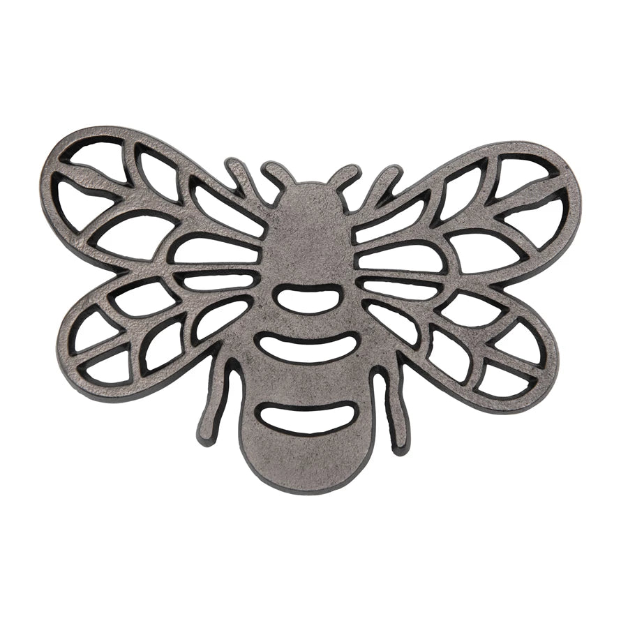 Bee Shape Cast Aluminum Trivet, 8" x 5.25"