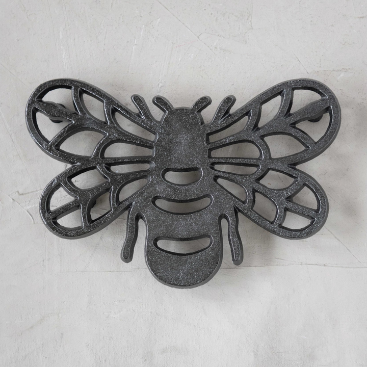 Bee Shape Cast Aluminum Trivet, 8" x 5.25"