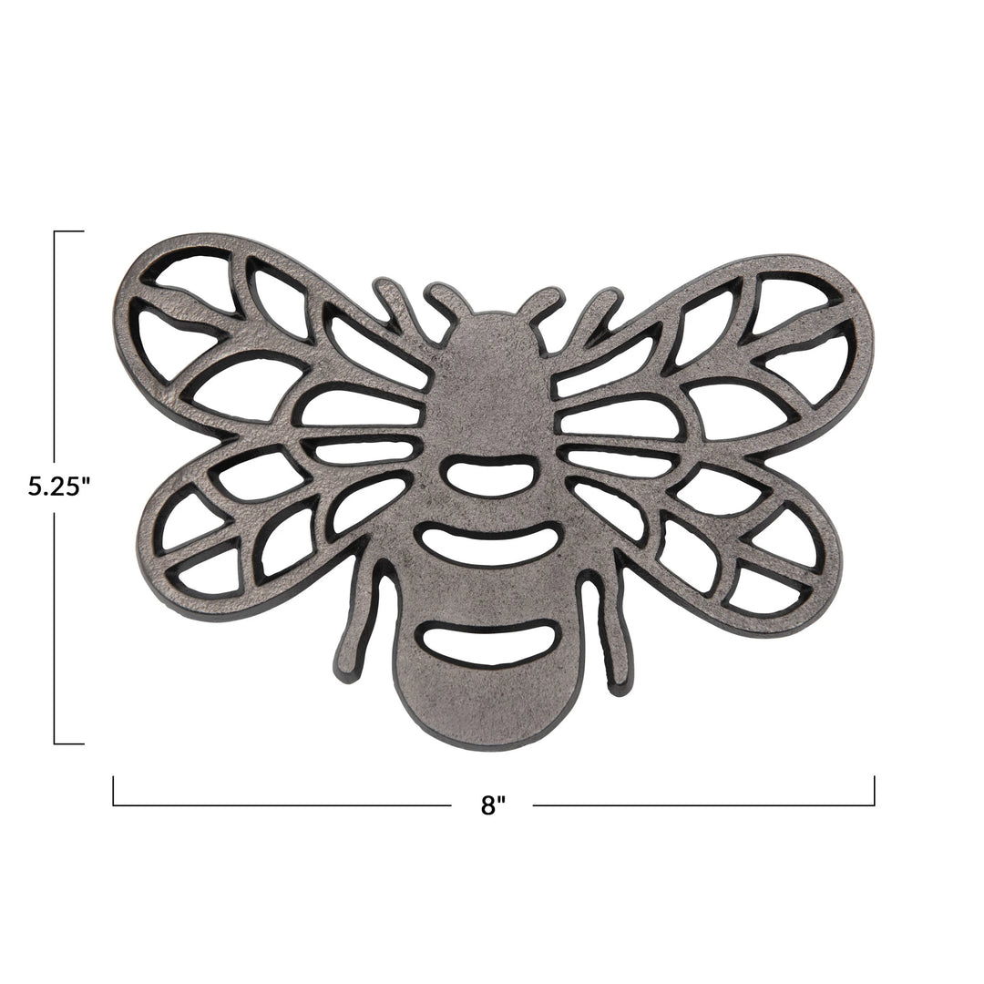 Bee Shape Cast Aluminum Trivet, 8" x 5.25"