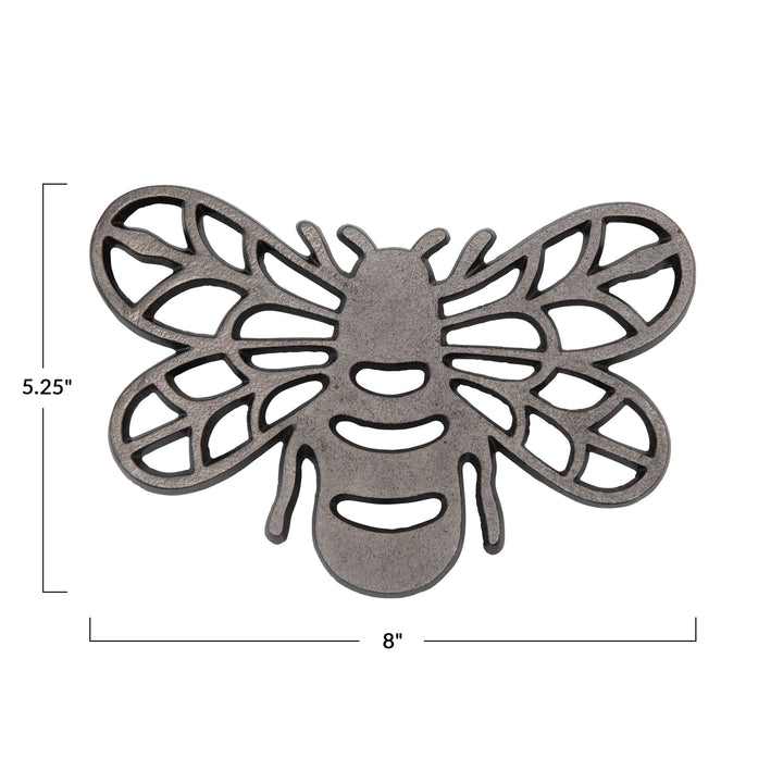 Bee Shape Cast Aluminum Trivet, 8" x 5.25"