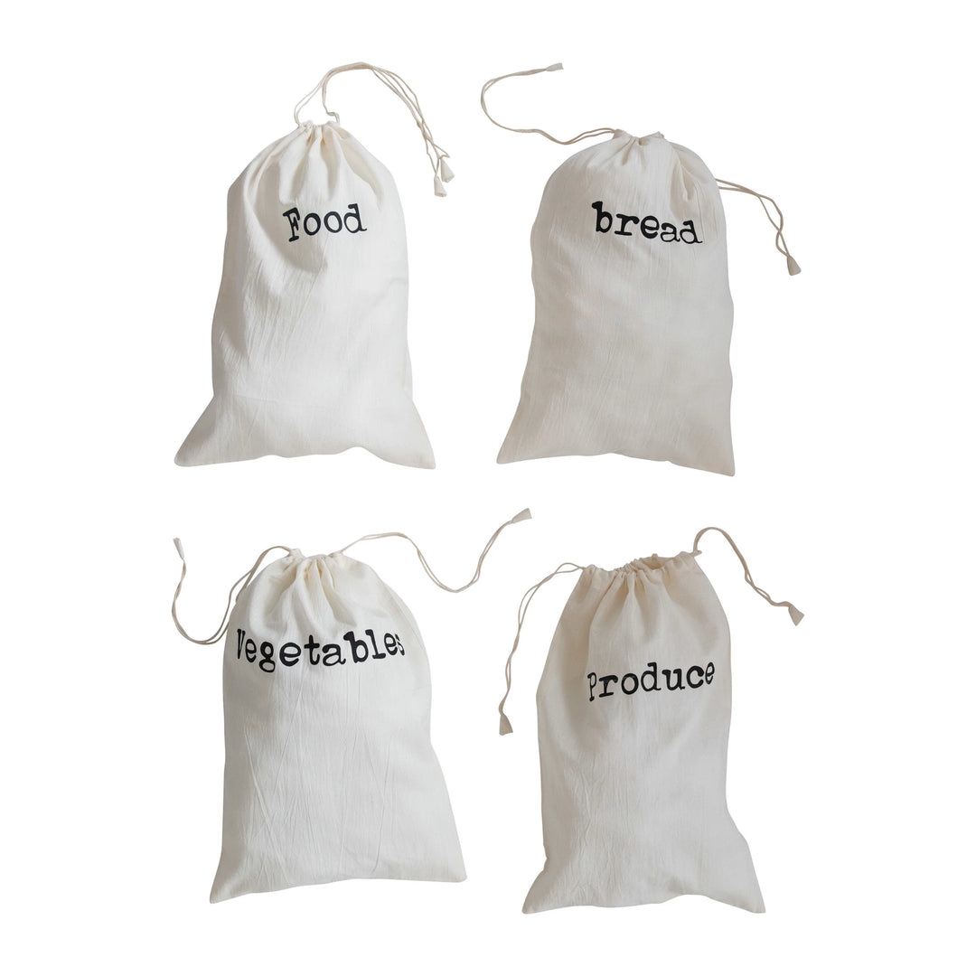 Produce Bags Drawstring Cotton Printed Reusable