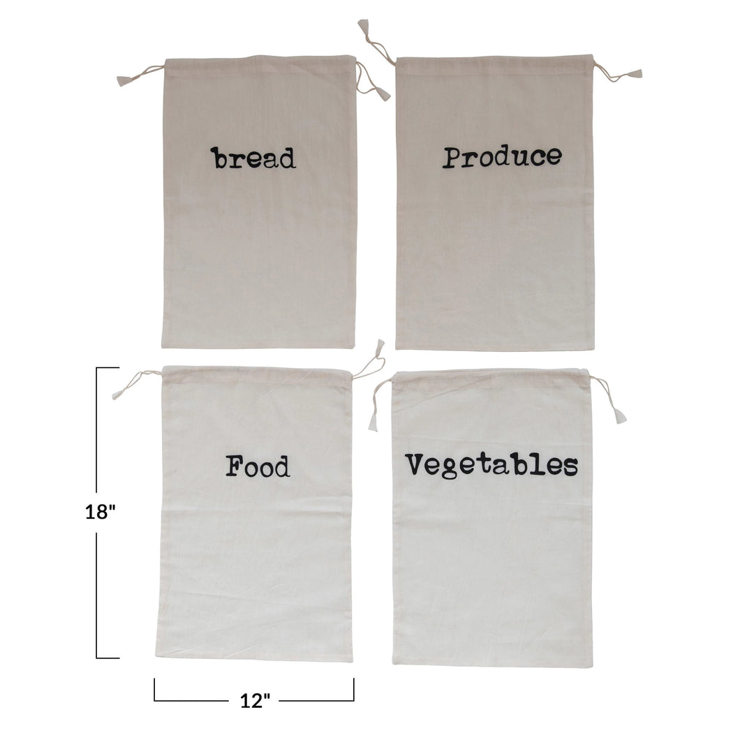 Produce Bags Drawstring Cotton Printed Reusable