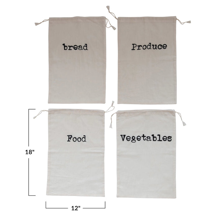 Produce Bags Drawstring Cotton Printed Reusable