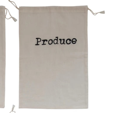 Produce Bags Drawstring Cotton Printed Reusable