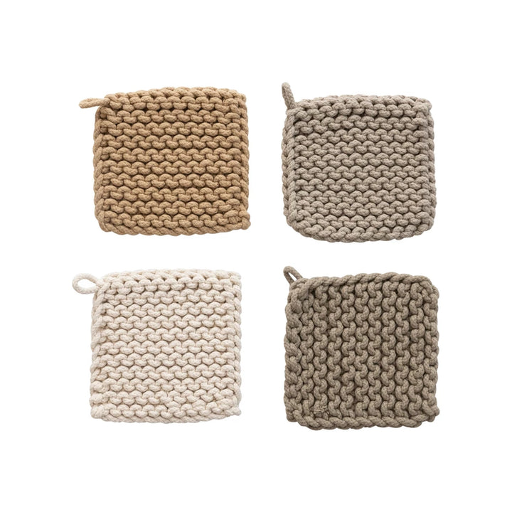 Cotton Crocheted Pot Holder, 8"