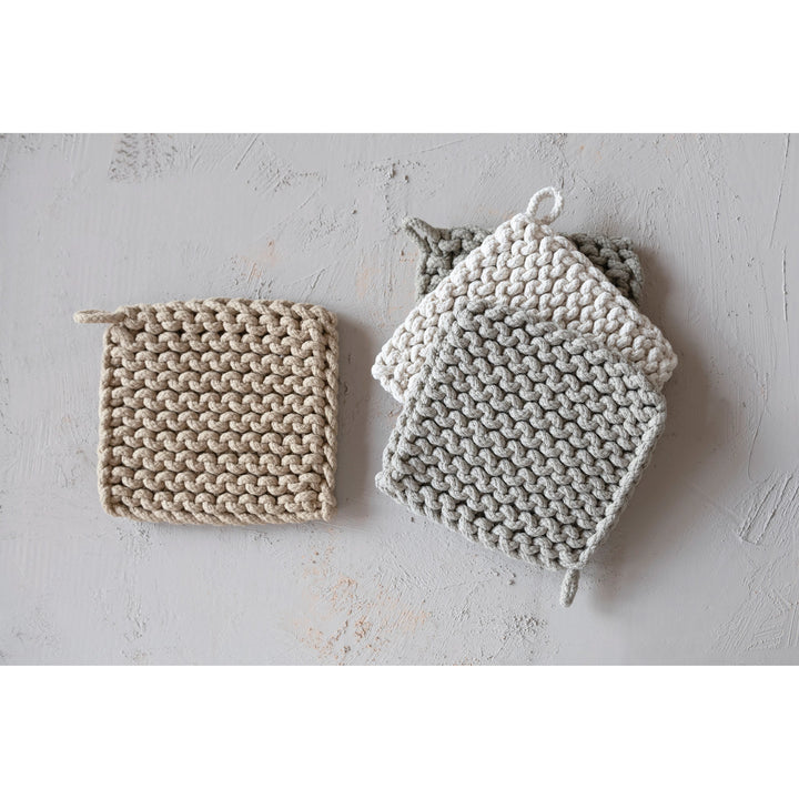 Cotton Crocheted Pot Holder, 8"