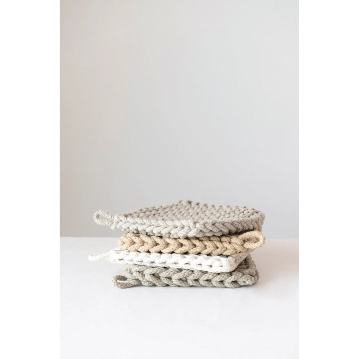 Cotton Crocheted Pot Holder, 8"