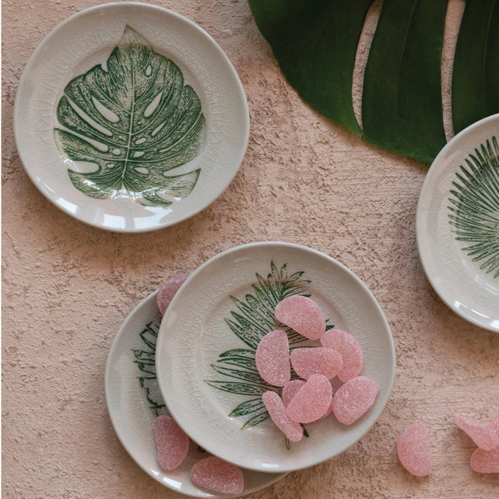 Debossed Leaf Stoneware Plate, 5"