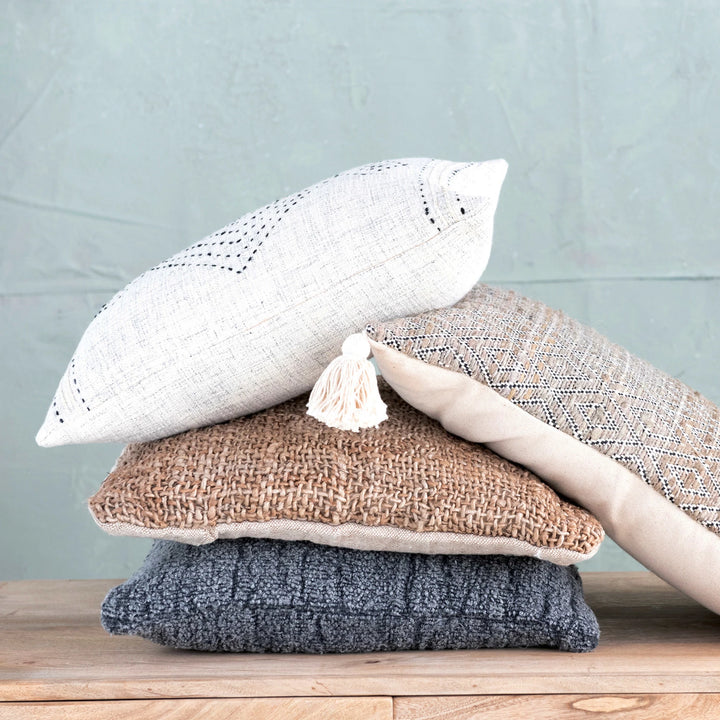 Embroidered + Gold Thread Lumbar Throw Pillow