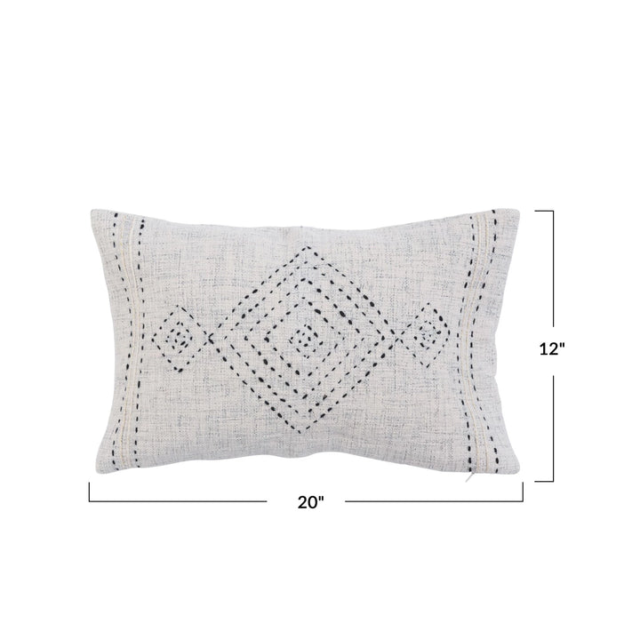 Embroidered + Gold Thread Lumbar Throw Pillow