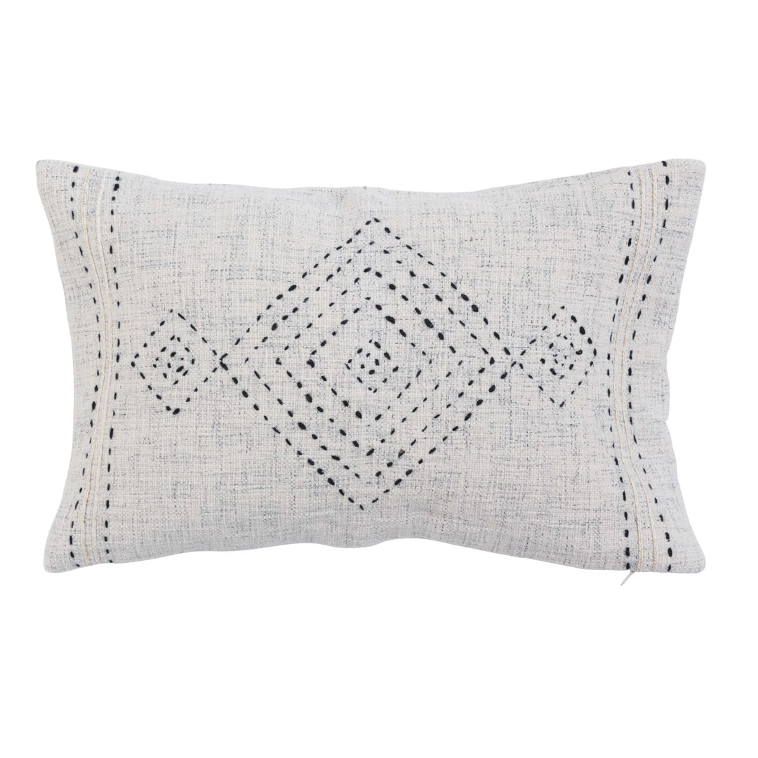 Embroidered + Gold Thread Lumbar Throw Pillow