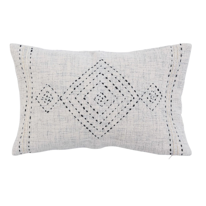 Embroidered + Gold Thread Lumbar Throw Pillow