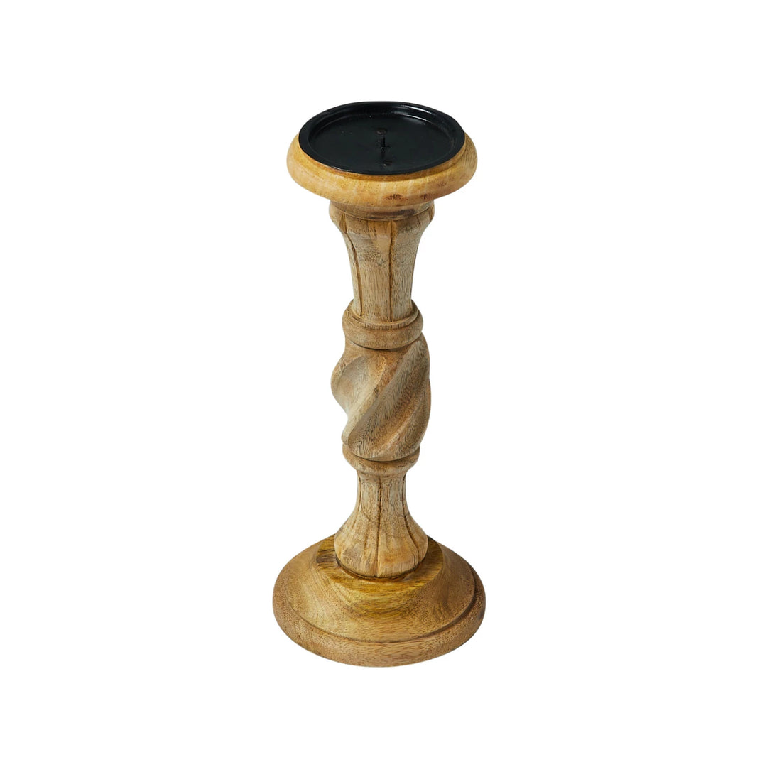 Hand Carved Mango Wood Pillar Holder for 3" Pillar