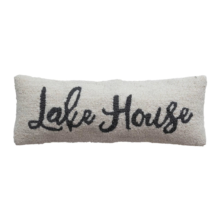 "Lake House" Wool + Cotton Lumbar Pillow 24" x 18"