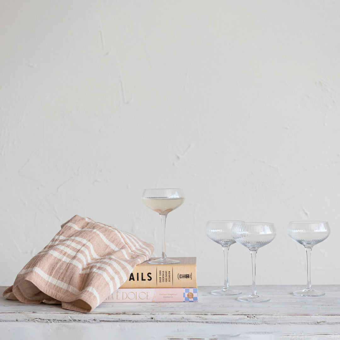 Fluted Champagne Coupe Glass, 8 oz Stemmed Glass