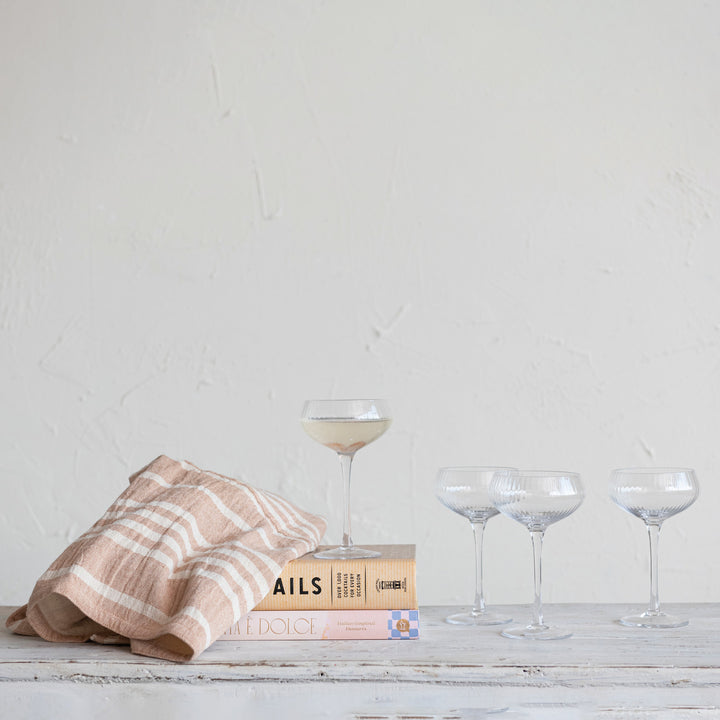 Fluted Champagne Coupe Glass, 8 oz Stemmed Glass