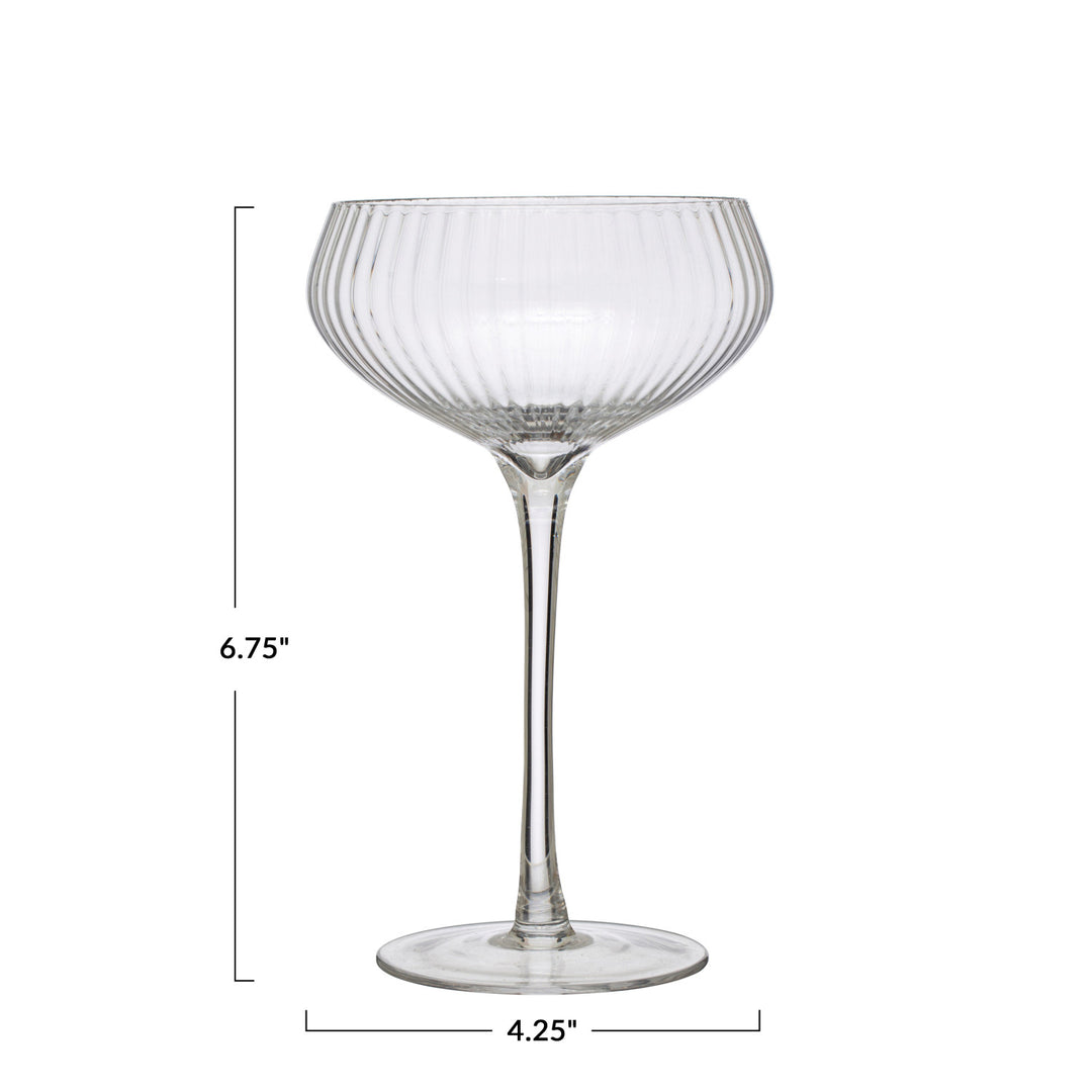Fluted Champagne Coupe Glass, 8 oz Stemmed Glass