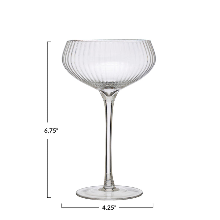 Fluted Champagne Coupe Glass, 8 oz Stemmed Glass