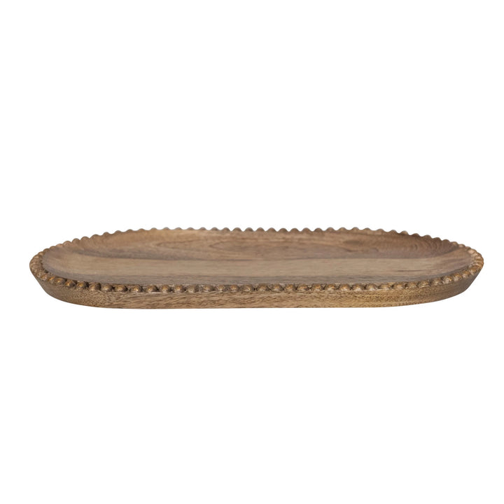 Hand-Carved Mango Wood Tray + Wood Beads