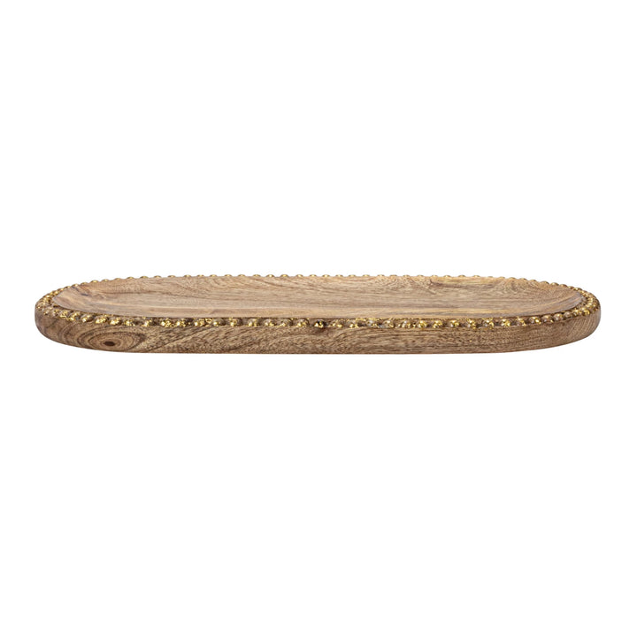 Hand-Carved Mango Wood Tray + Wood Beads